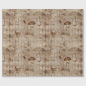 Skulls en paddenstoelen op bruin cadeaupapier (Vlak)