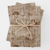 Skulls en paddenstoelen op bruin inpakpapier vel (In situ)