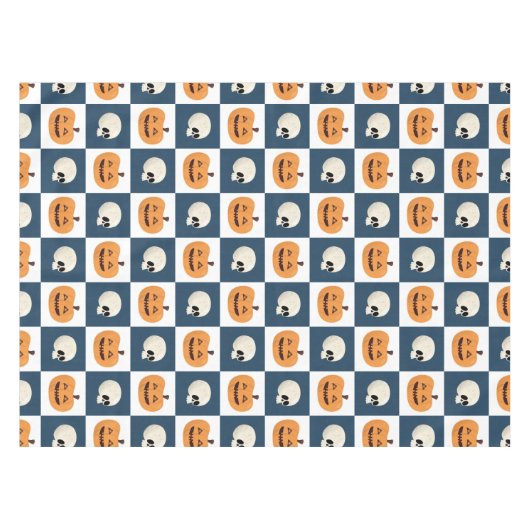 Skulls en pompoenen tafelkleed (Voorkant (Horizontaal))