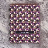 Skulls en Purple Flowers op Harlequin Background Notitieboek