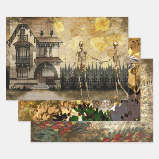 Skulls en Raven Creepy Inpakpapier Vel (Set)