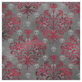 Skulls en Red Damask op Grey Stof (Swatch)
