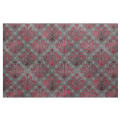 Skulls en Red Damask op Grey Stof (Fat Quarter)