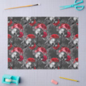 Skulls en Red Flowers op grijze ontkoppeling Tissuepapier (Craft)