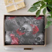 Skulls en Red Flowers op grijze ontkoppeling Tissuepapier (Geschenk)