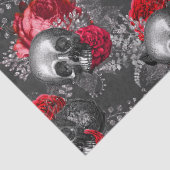 Skulls en Red Flowers op grijze ontkoppeling Tissuepapier (Detail)