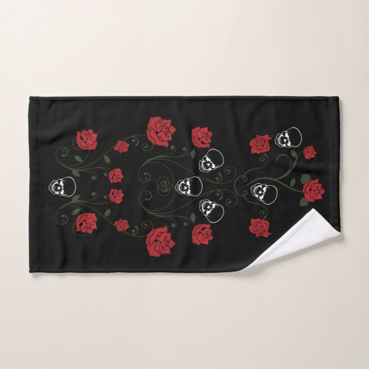 Skulls en rode rozen bad handdoek (Handdoek)