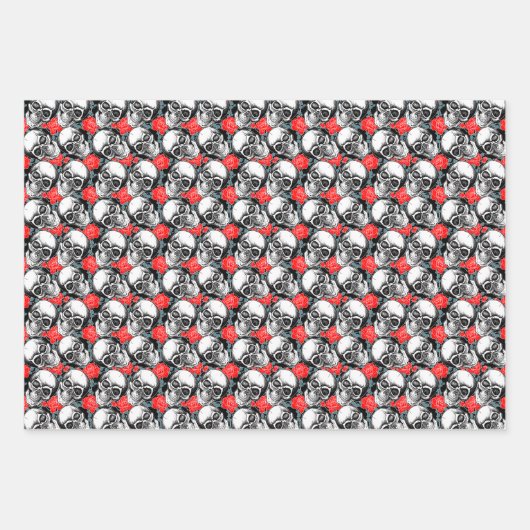 Skulls en rode rozen inpakpapier vel (Voorkant 2)