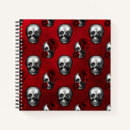 Skulls en rode rozen notitieboek