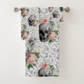 Skulls en roze rozen bad handdoek (Insitu)