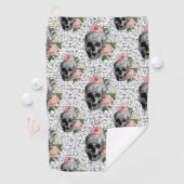Skulls en roze rozen golfhanddoek (Insitu)