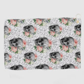 Skulls en roze rozen golfhanddoek (Horizontaal)