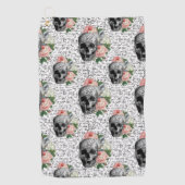Skulls en roze rozen golfhanddoek (Voorkant)