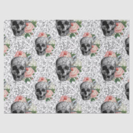 Skulls en roze rozen tissuepapier
