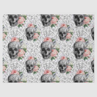 Skulls en roze rozen tissuepapier