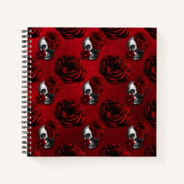 Skulls en Rozen gothic Red Notitieboek