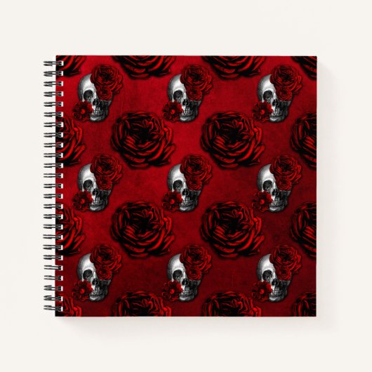 Skulls en Rozen gothic Red Notitieboek (Voorkant)
