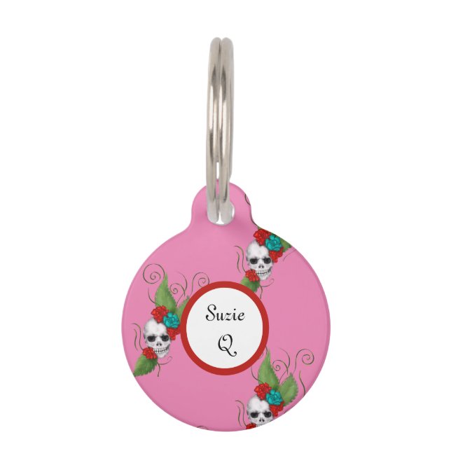 Skulls en Rozen Huisdierpenning (Voorkant)