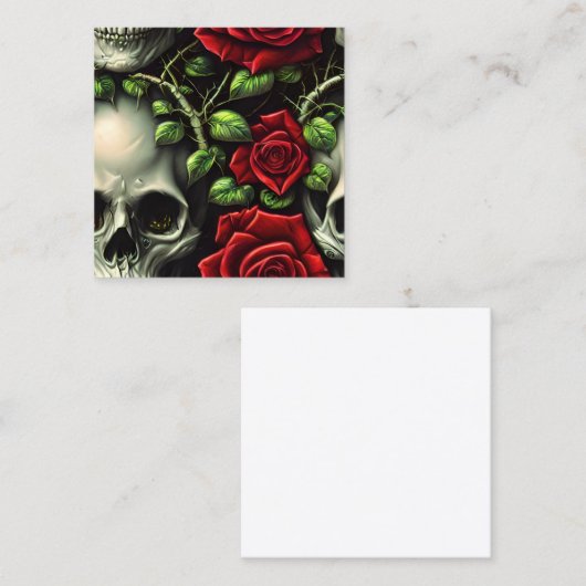Skulls en Rozen in de Stijl van Grafische Planner Vierkante Visitekaartje (Voorkant / Achterkant)