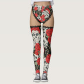 Skulls en Rozen (Lace Up) Leggings (Voorkant)