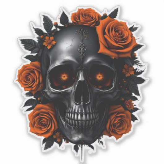 Skulls en Rozen Sticker (Voorkant)
