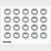 Skulls en strepen aqua blue Halloween bruiloft Ronde Sticker (Vel)