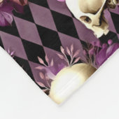 Skulls en Violet Flowers op Harlequin Background Fleece Deken (Hoek)