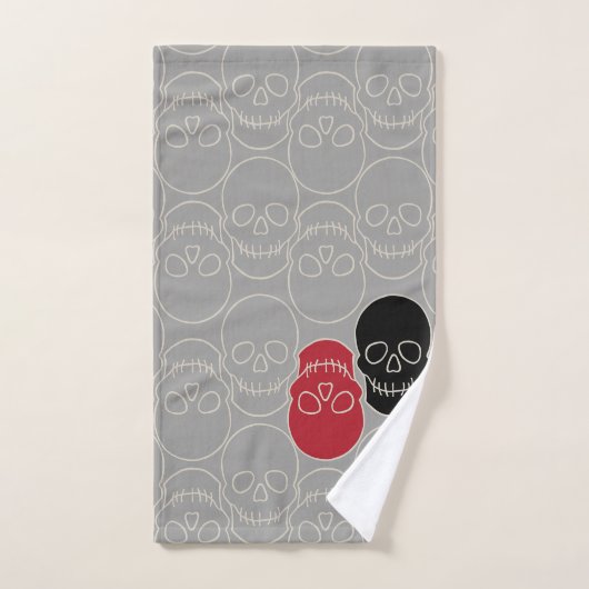 Skulls - Ghost Grey en Bone White Bad Handdoek (Handdoek)