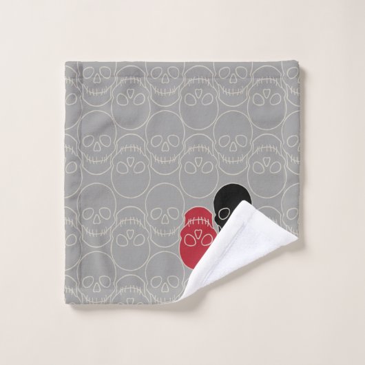 Skulls - Ghost Grey en Bone White Bad Handdoek (Wasdoekje)