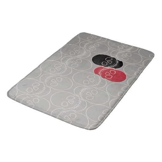Skulls - Ghost Grey en Bone White Badmat (Gekanteld)