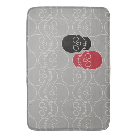Skulls - Ghost Grey en Bone White Badmat (Voorkant Verticaal)