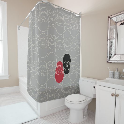Skulls - Ghost Grey en Bone White Douchegordijn (In situ)
