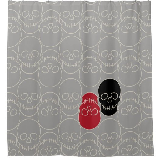 Skulls - Ghost Grey en Bone White Douchegordijn (Voorkant)