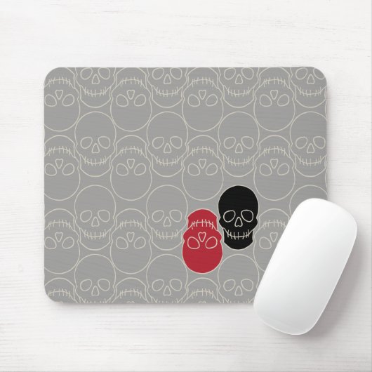 Skulls - Ghost Grey en Bone White Muismat (Met muis)