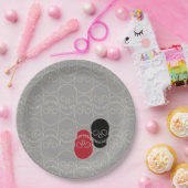 Skulls - Ghost Grey en Bone White Papieren Bordje (Feest)