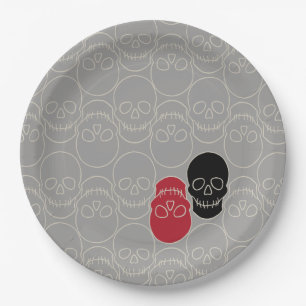 Skulls - Ghost Grey en Bone White Papieren Bordje