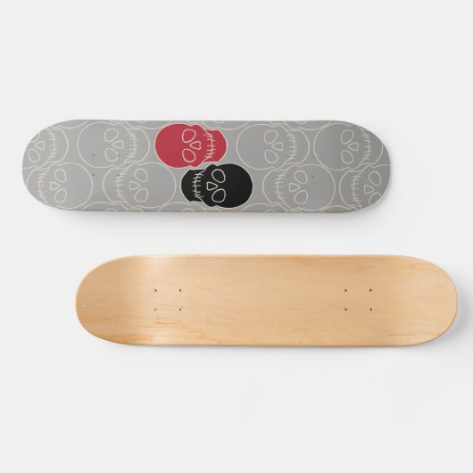 Skulls - Ghost Grey en Bone White Persoonlijk Skateboard (Horizontaal)