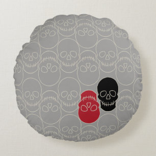 Skulls - Ghost Grey en Bone White Rond Kussen