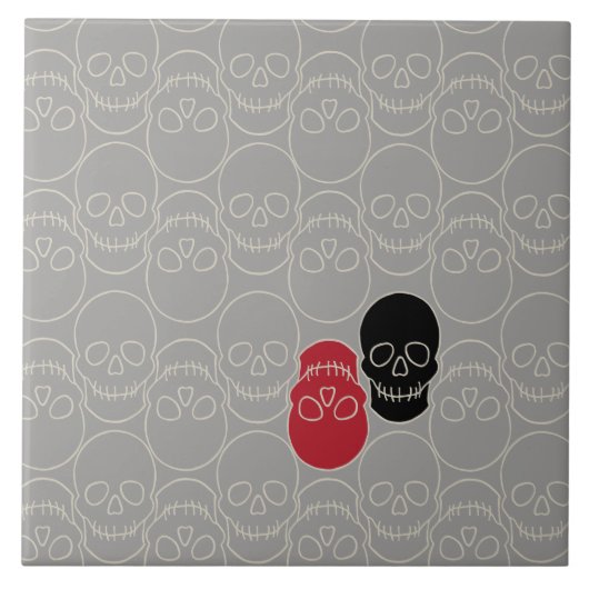 Skulls - Ghost Grey en Bone White Tegeltje (Voorkant)