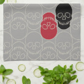 Skulls - Ghost Grey en Bone White Theedoek (Gevouwen)