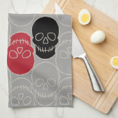 Skulls - Ghost Grey en Bone White Theedoek (Quarter Fold)
