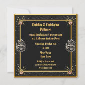 Skulls & Gold Spider Jewels Halloween Party Kaart (Achterkant)