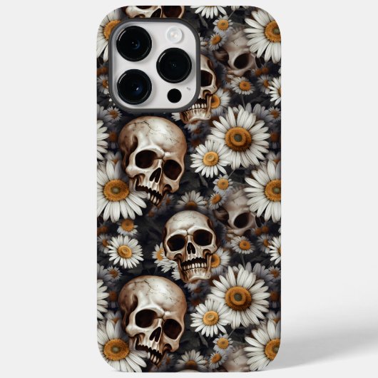 Skulls Gothic Daisy Flower Pattern Case-Mate iPhone Case (Achterkant)