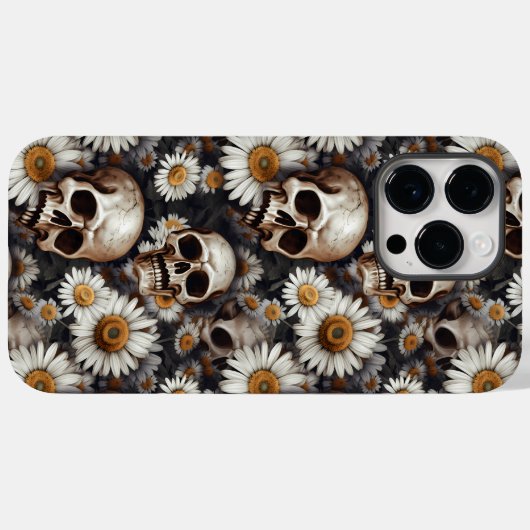 Skulls Gothic Daisy Flower Pattern Case-Mate iPhone Case (Achterkant (horizontaal))
