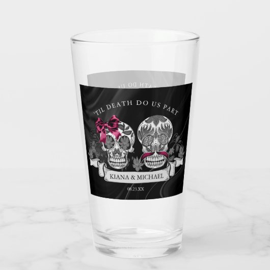 Skulls Gothic Hallowedding Burgundy ID866 Glas (Achterkant)