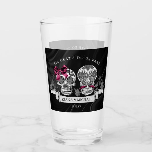 Skulls Gothic Hallowedding Burgundy ID866 Glas (Voorkant)