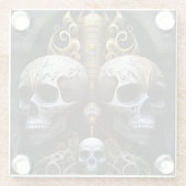 Skulls Gothic Horror Gothic Surreal Art Glazen Onderzetter (Achterkant)