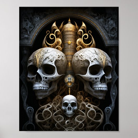 Skulls Gothic Horror Gothic Surreal Art Poster (Voorkant)