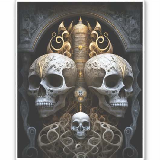 Skulls Gothic Horror Gothic Surreal Art Sticker (Voorkant)