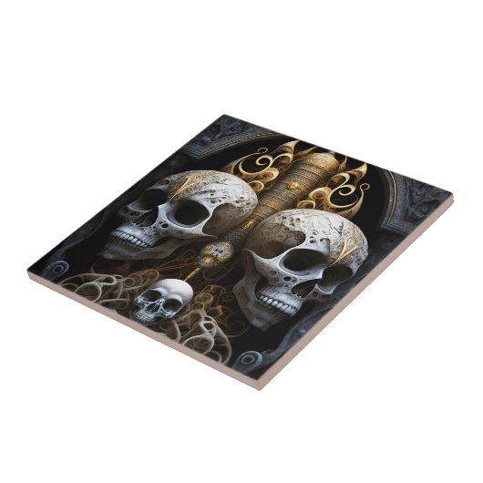 Skulls Gothic Horror Gothic Surreal Art Tegeltje (Zijkant)